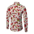 thumbnail image 2 of Fangasis Men Shirts Button Down Tunic Shirt Lapel Neck Tops Mens Comfy Blouse Casual Holiday Santa Claus 3XL, 2 of 3