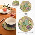 thumbnail image 3 of FREEAMG Colored Flowers Placemats Set of 2, Woven Washers, Cotton, Round Large Pot Holder, Heat Resistant, for Pot Countertops, 3 of 7