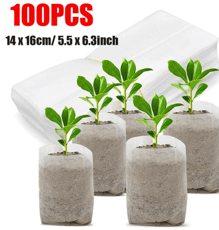 200Pcs Non-woven Nursery Grow Bags Biodegradable Plant Seedling Pots Aeration em 