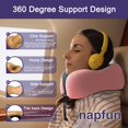 thumbnail image 3 of Almohada cervical de viaje napfun de espuma viscoelástica ajustable, rosa, 3 of 6