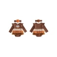 thumbnail image 2 of RUINIXCW Newborn Baby Girl Thanksgiving Outfit Fall Winter Turkey Romper Dress Clothes Long Sleeve Ruffled Tulle Patchwork Bodysuit Playsuit with Headband, 2 of 9