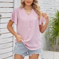 thumbnail image 6 of YueHuiYing Womens Button Down Shirts Short Sleeve Loose Collared V Neck Tunics Summer Tops Casual Business Blouses, 6 of 8