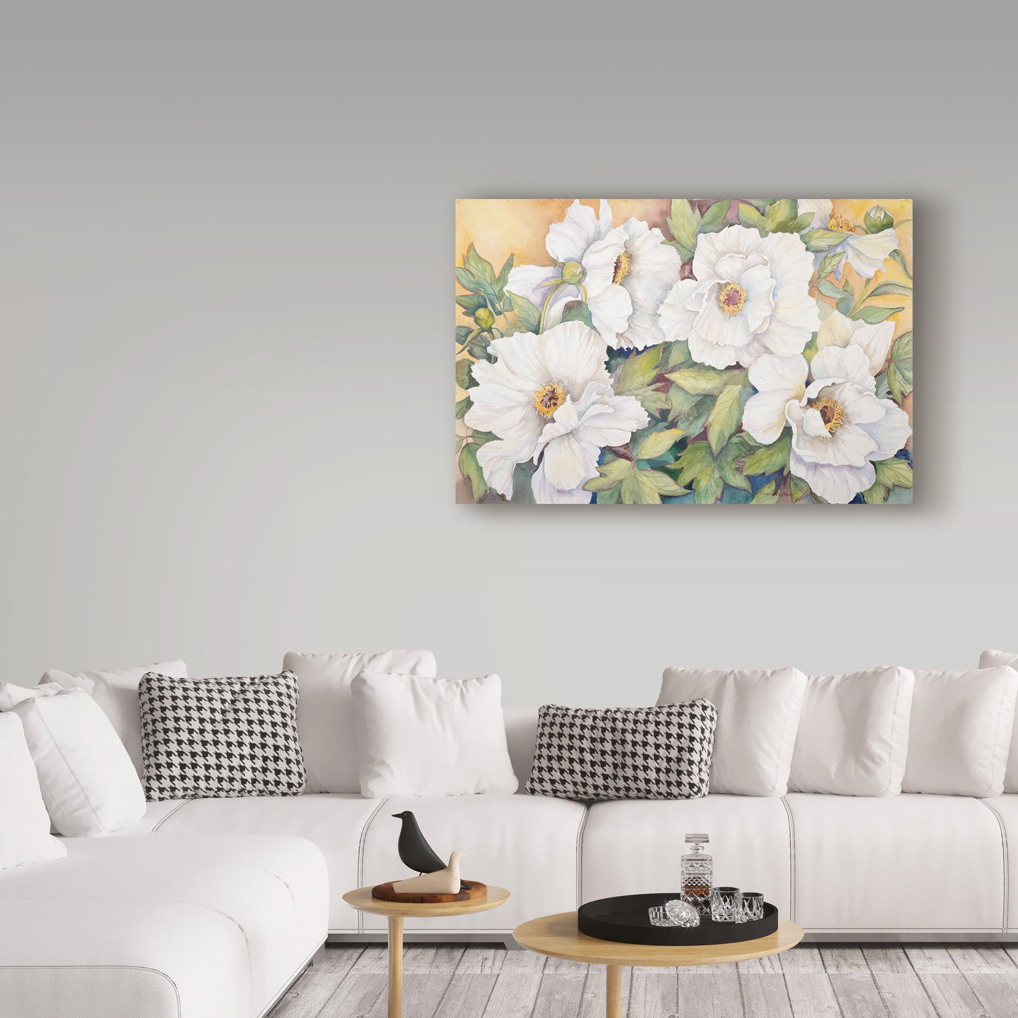Trademark Fine Art 'Peonies Dressed In White' Canvas Art by Joanne Porter