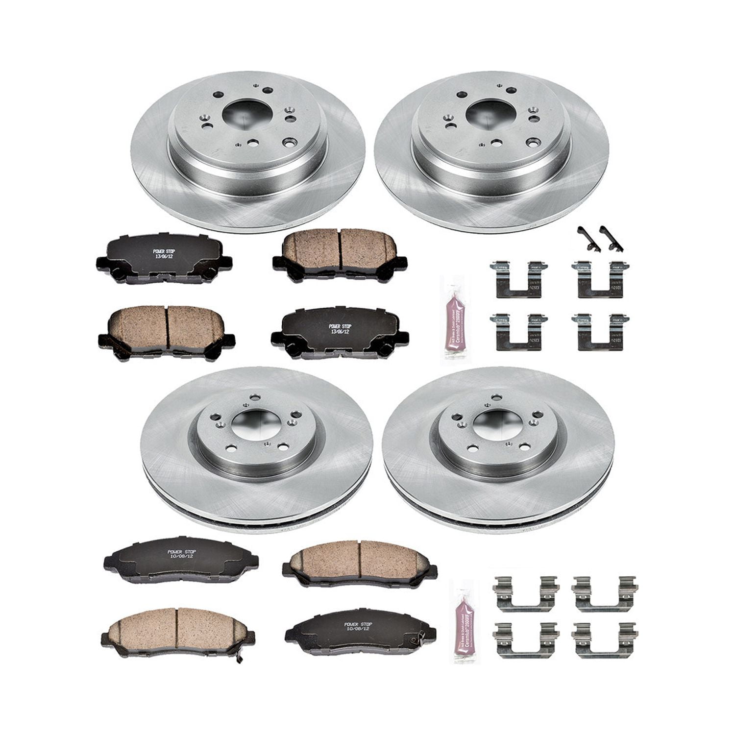 Power Stop Front and Rear Stock Replacement Brake Pad and Rotor Kit KOE6084 Fits 2013 Honda Pilot