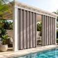 thumbnail image 2 of DONGPAI 100% Blackout Outdoor Curtains for Patio Waterproof Windproof, Linen Textured Outside Curtain with Top Grommet & Bottom Back Tab for Gazebo Porch Pergola, 100" x 84", Taupe, 1 Panel, 2 of 8