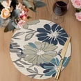 thumbnail image 3 of Sage Green Blue Floral Round 13 Inch Placemats Set of 6, Vintage Beige Botanical HeatResistant Non Slip Place Mats for Dining Table, Wipeable Braided Kitchen Table Mats for Housewarming, 3 of 9