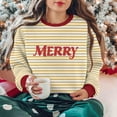 thumbnail image 2 of Cavosen Christmas Womens Pullover Sweaters Crew Neck Long Sleeve Fleece Cute Pullover Stripe Solid Loose Blouses Party Shirt Tops, 2 of 9