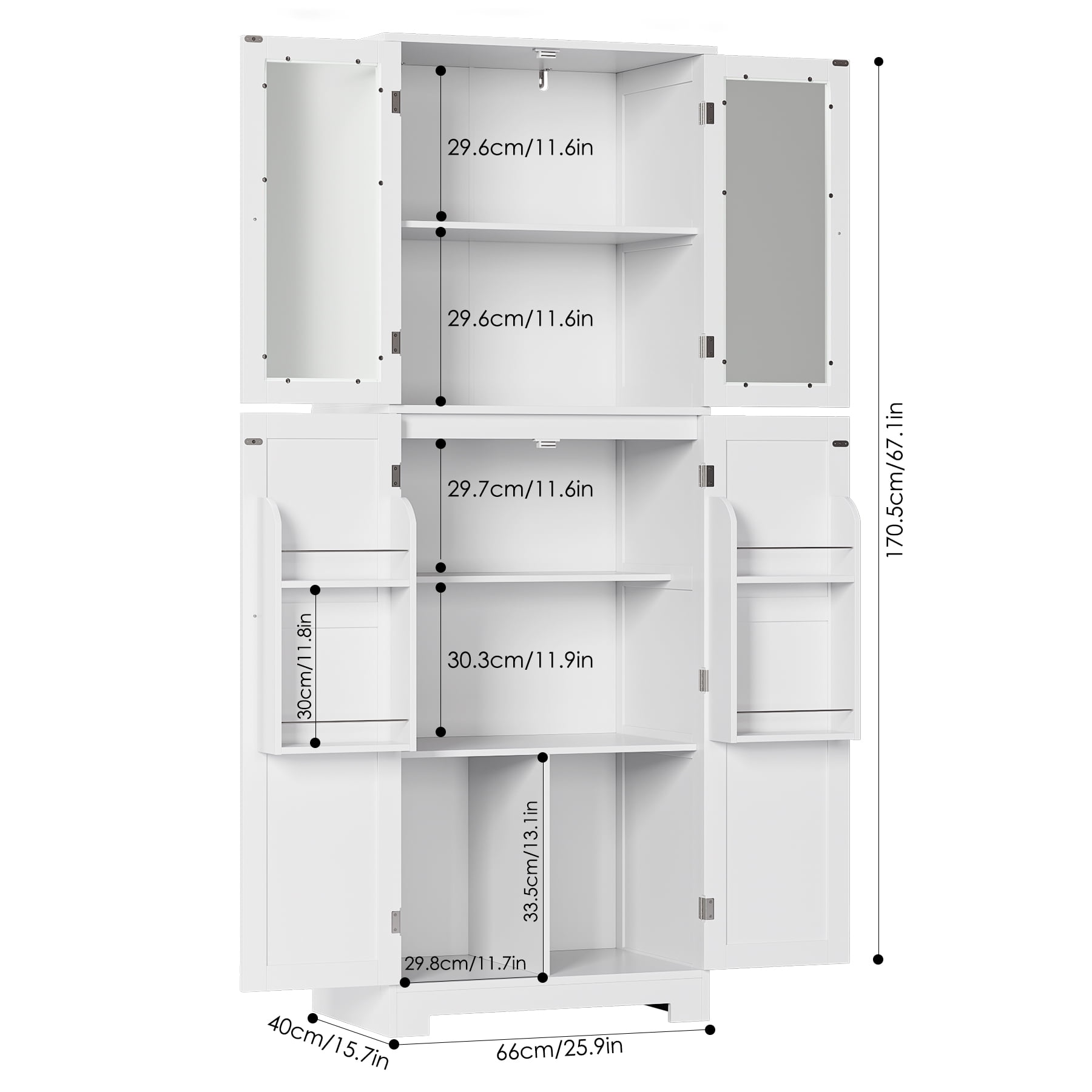Homhedy 67 H Tall Bathroom Storage Cabinet，Storage Cabinet