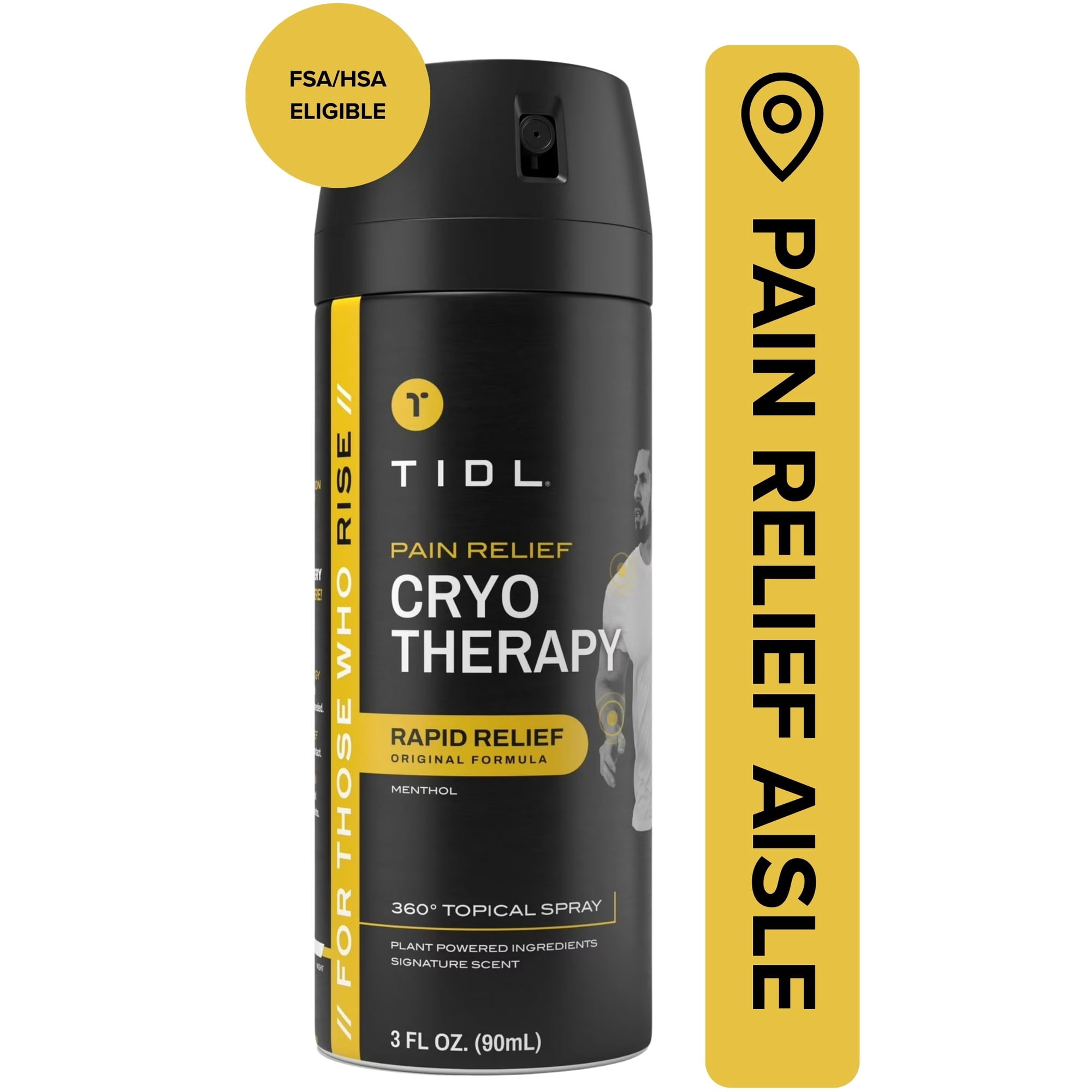 TIDL Cryotherapy Menthol Topical Pain Relief Spray for Body Aches & Pains, 3 fl oz