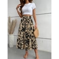 thumbnail image 2 of jinghuiyue Womens Floral Print Tiered Midi Skirts High Waist Flowy Ruffle A-Line Casual Summer Skirt L, 2 of 7