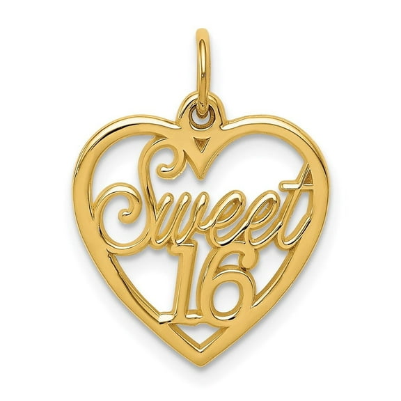 Auriga Fine Jewelry 14K Yellow Gold Sweet 16 Charm Pendant for Women (L-21 mm,W-15 mm)