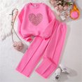 thumbnail image 2 of EnJoCho Girls Prepy Athleti𝖼 Jogger Set Cute Heart Cotton Long Sleeve Pullover Sweatshirts Elastic Waist Plain Baggy Pants Outfit School Fashion Wear, 2 of 4