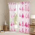thumbnail image 3 of Manfei Cartoon Xmas Tree Black Out Curtains,Merry Christmas Curtains Pack of 2 (42x63 Each),Pink Geometric Striped Bedroom Curtains For Girls Kids,Super Cozy Room Decor, 3 of 6