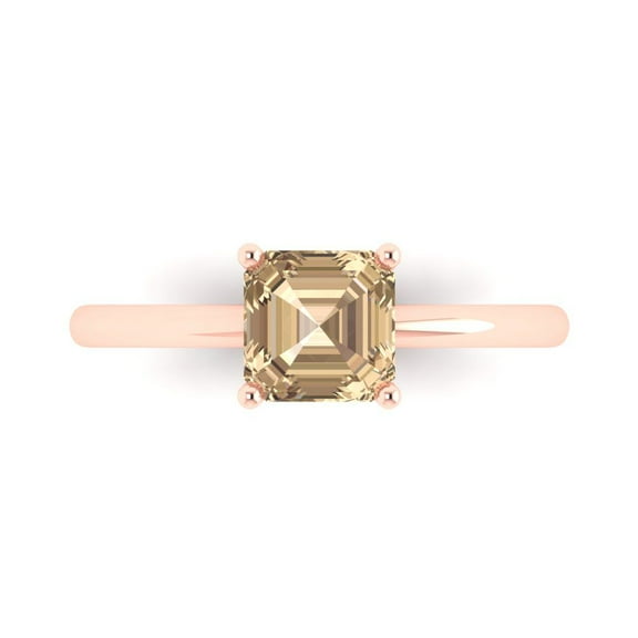 Solitaire Engagement Ring for Women - 1ct Yellow Moissanite in 18K Rose Gold Promise Ring