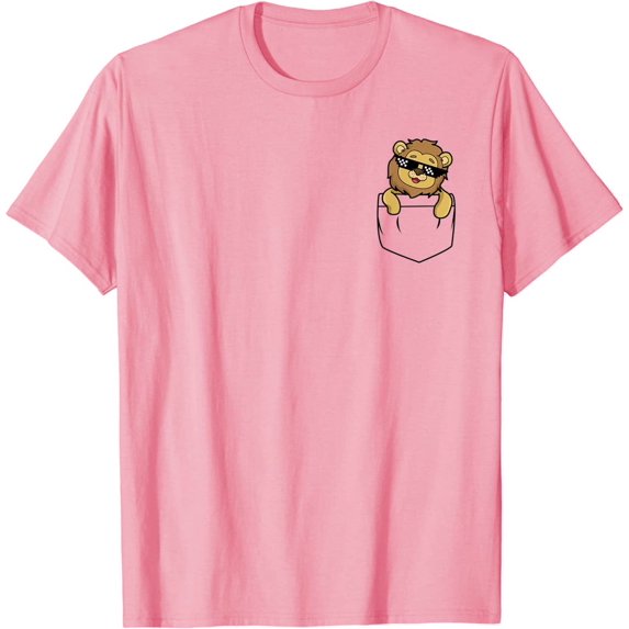 Cool Funny Lion in the Pocket with Meme Sunglasses Animal T-Shirt