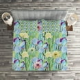 thumbnail image 2 of Ambesonne Plant Quilted Coverlet 3 Pcs, Cactus Buds Types Pattern, Queen Size, Green and Blue, 2 of 2