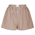 thumbnail image 4 of biudgviw Summer Shorts for Women High Waisted Wide Leg Cotton Linen Shorts Plaid Beach Vacation Lounge Bottoms, 4 of 6