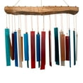 thumbnail image 6 of Blue Handworks Retro Colors Glass & Driftwood Chime - Sandblasted Glass and Found Wood Handcrafted Wind Chime for Outdoor and Garden Décor, 6 of 6