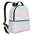 thumbnail image 2 of Lsque Colorful Checkerboard Pattern Backpack – School Travel Canvas Daypack with Ergonomic Padded Straps, Multiple Compartments & Leather Handle, 2 of 5