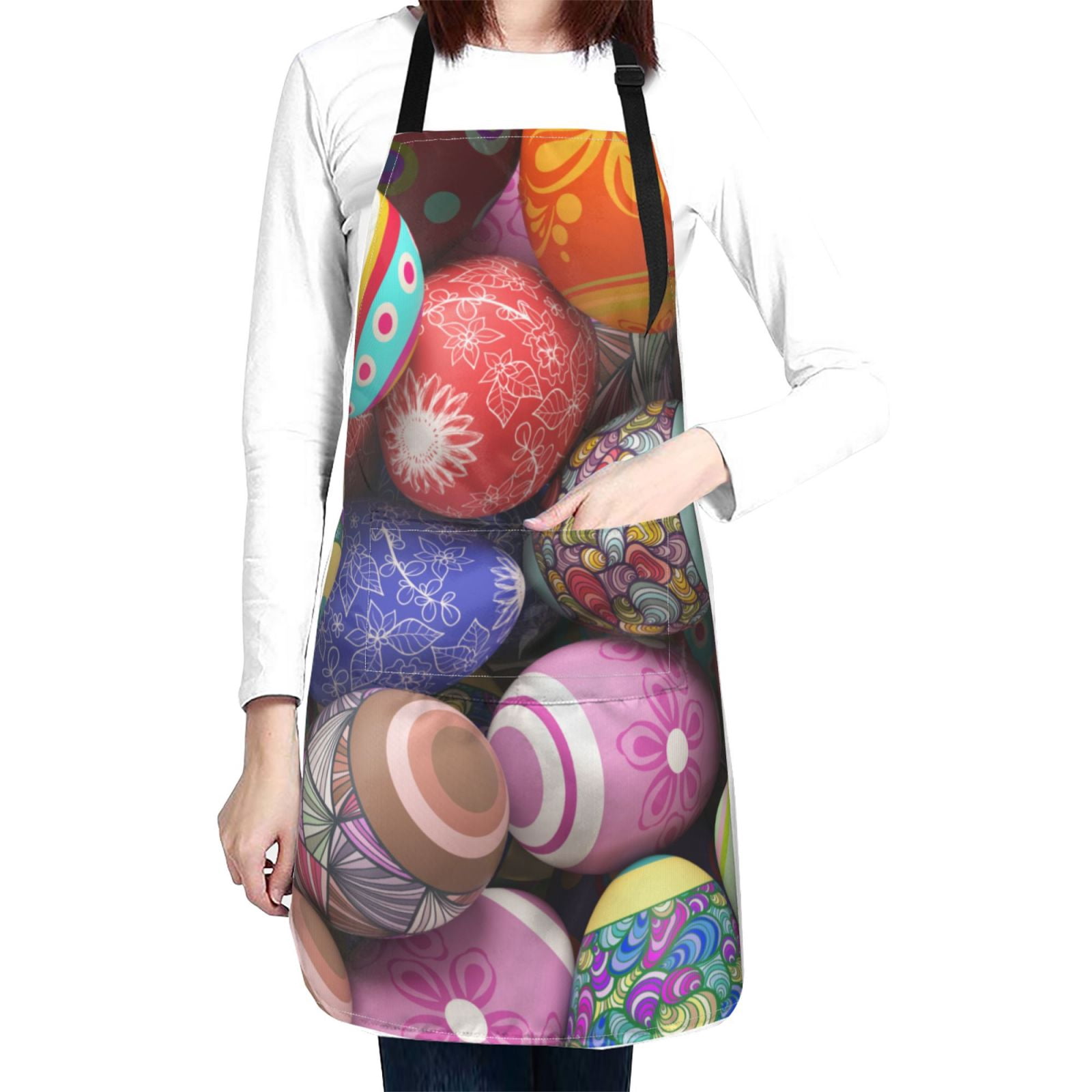 Kdxio Easter Eggs1 Apron with Pockets Adjustable Kitchen Aprons for Men Women Waterproof Aprons for Cooking,Drawing,Crafting, Baking Household Cleaning