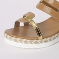 thumbnail image 5 of Espadrilles for Women Trendy Strappy Wedge Sandals Summer Open Toe Color Block Slides Casual Slip on Platform Heels Khaki Size 7.5, 5 of 7