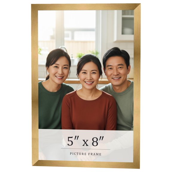 5x8 IN Frame Gold Bronze Solid Wood Picture Frame Width 0.75 Inches | Interior Frame Depth 0.5