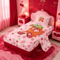 thumbnail image 2 of meiyoeat Sweet Fruit Initial R Twin Sheets,Strawberry Daisy Monogrammed Bedding For Girl,3-Piece,1 Fitted Sheet and 1 Pillowcase, 2 of 6