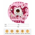 thumbnail image 6 of 15 Inch Round Placemats Set of 6, Happy Valentine's Day Non Slip Heat Insulation PP Table Mats, Pink Love Hearts Romantic Washable Place Mats for Kitchen Dining Party Table Decor, 6 of 7