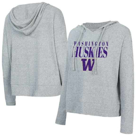 Women's Concepts Sport Heather Gray Washington Huskies Juniper Soft Modest Cropped Long Sleeve Hoodie Top