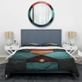thumbnail image 3 of Designart "Elegance of Blue and Red Chevron Tile I" Abstract Tile Bedding Covert Set - Abstract Blue Modern Bed Set With 2 Shams, 3 of 5