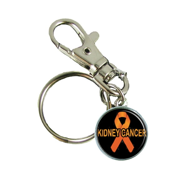 Kidney Cancer Awareness Keychain Support Silver Plated Jewelry Key Chain