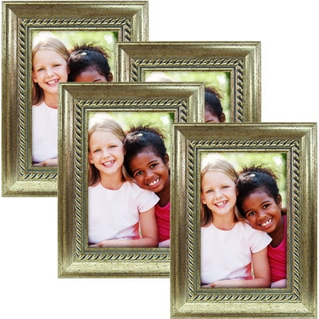 4x6 Silver Rope Profile Frame, Champagne - 4pk