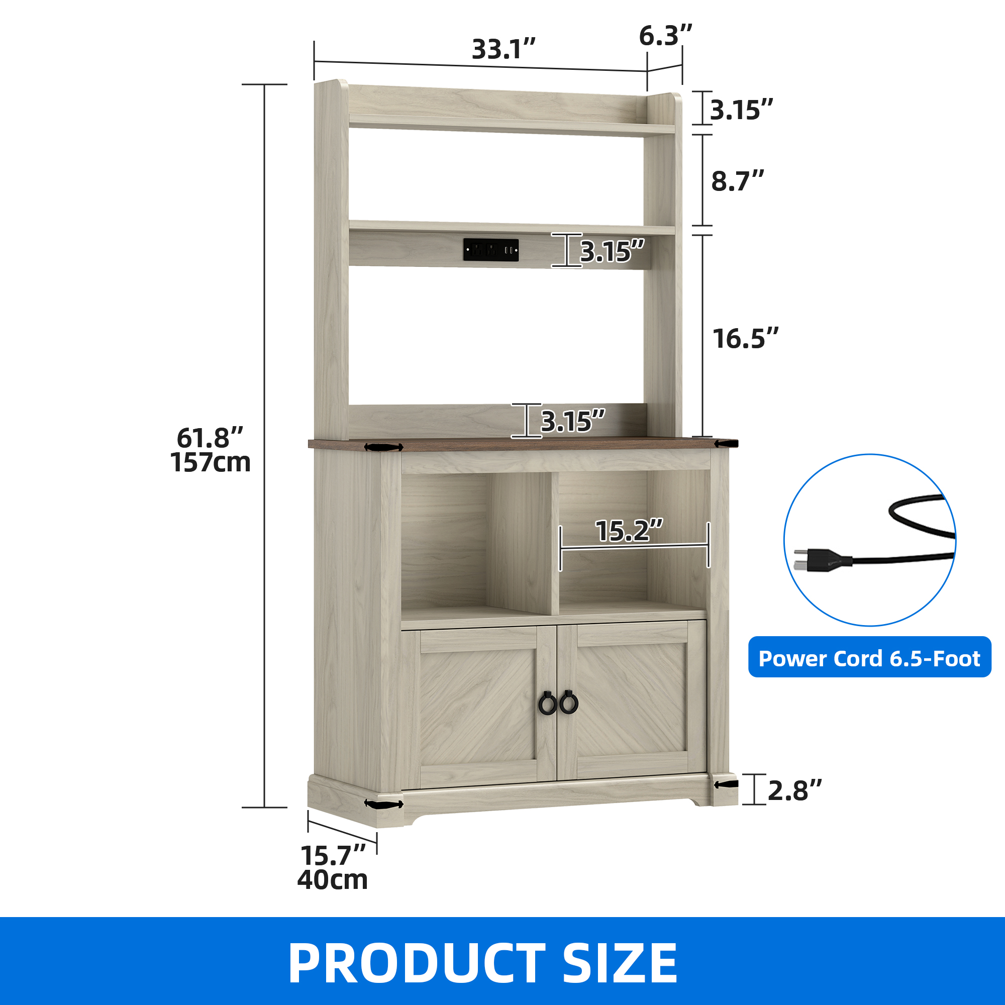 Dextrus 5-Tier Kitchen Bakers Rack with Storage Cabinet & Storage Shelf, Coffee Stand Microwave Stand, Kitchen Pantry, Walnut Grain