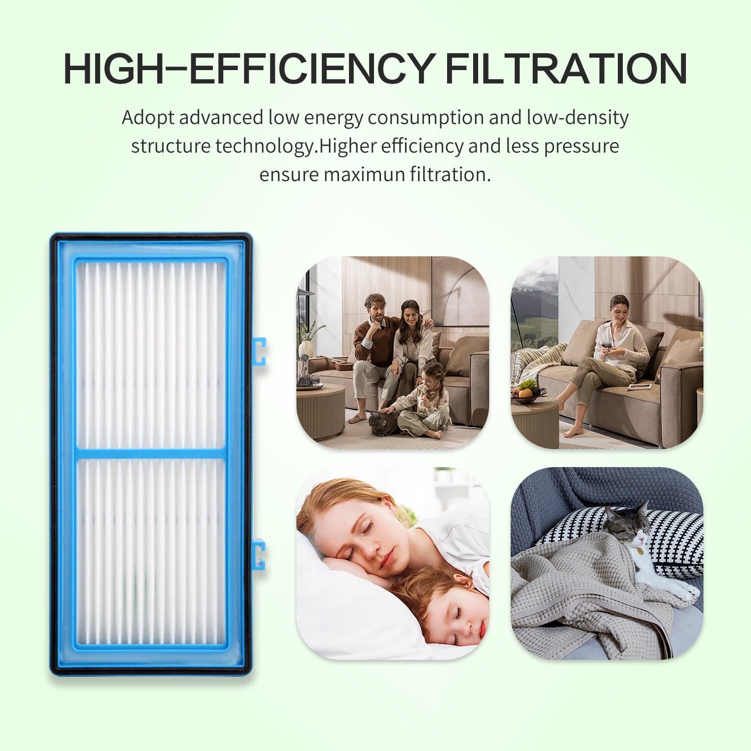FREEGRIN Aer1 HEPA Replacement Filters, Compatible with Holmes Total Air Purifier,Replacement Parts # HAPF300AH-U4R, HAP242-NUC-6 Packs
