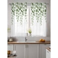 thumbnail image 2 of Sage Green Eucalyptus Leaves Curtains 54 Inch Length, Sheer Curtains for Bedroom Living Room Window Spring Country Botanical Rod Pocket Drapes Kitchen Curtains Small Half Window 42"x54" 2 Panels, 2 of 6