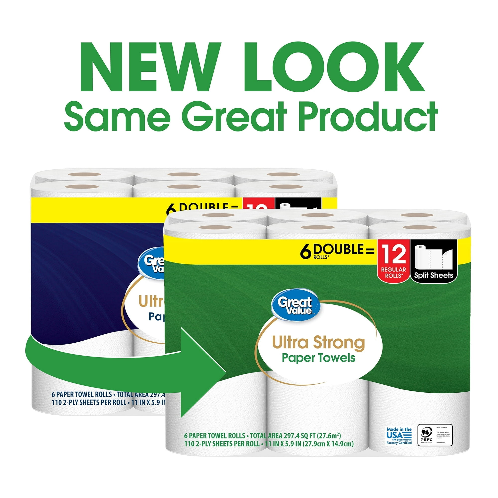 Ultra Strong Paper Towels, 6 Double Rolls