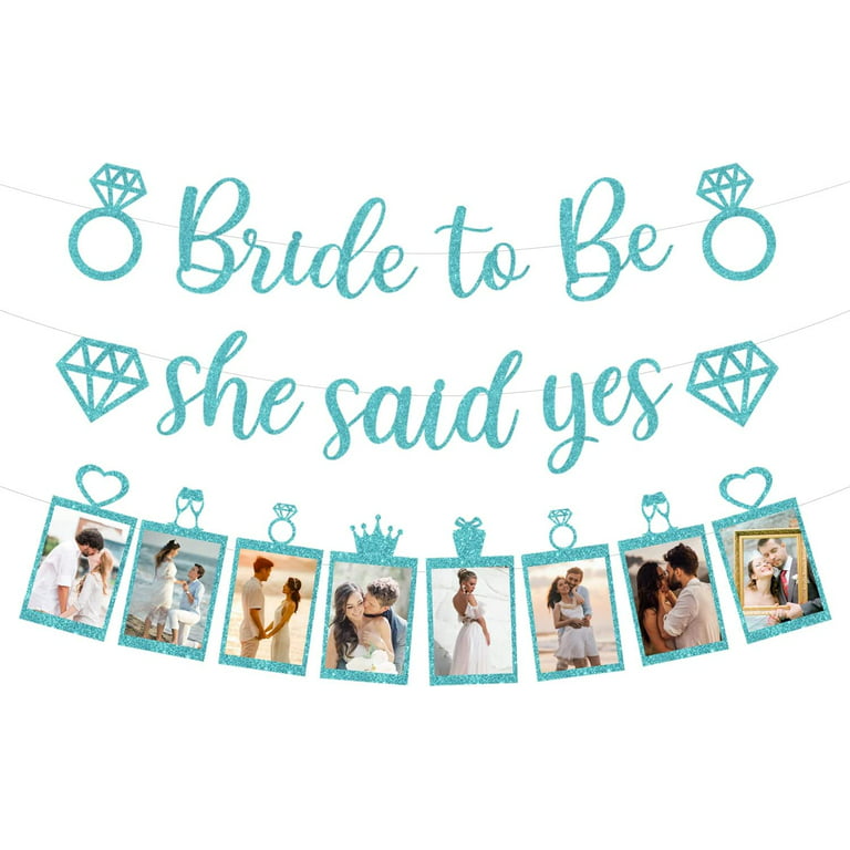 Bachelorette Party Decorations Teal - Glitter Bridal Shower Photo Banner,  Bride To Be, She Said Yes Banner, Teal Bachelorette, Wedding Shower,  Engagement, Hen Party Decorations - Walmart.Com