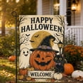 thumbnail image 3 of KRONDO Halloween Garden Flag 12x18 Double Sided, Ghost Pumpkin Welcome Yard Flag, Burlap Spooky Outdoor Lawn Decor for Farmhouse Patio & Garden, 3 of 10