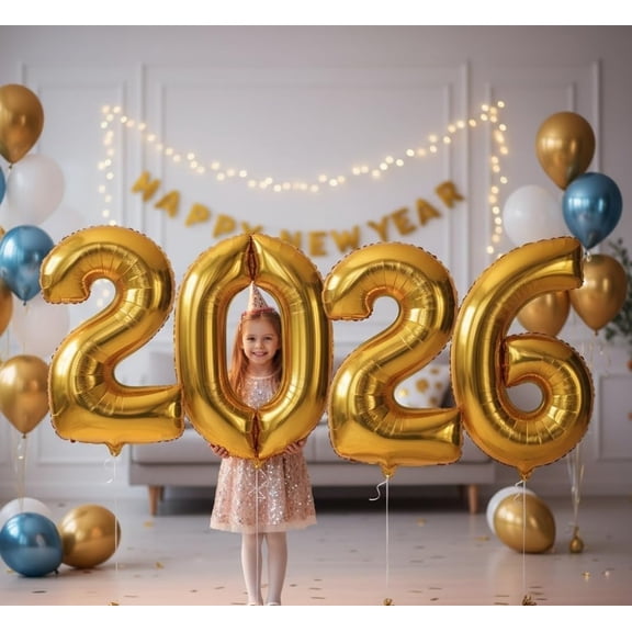 2026 Happy New Year Balloons - 42 Inch Large Gold Foil Number Set (2,0,2,6) - Ideal for New Year's Eve Party Supplies, NYE Decorations & 2026 Graduation