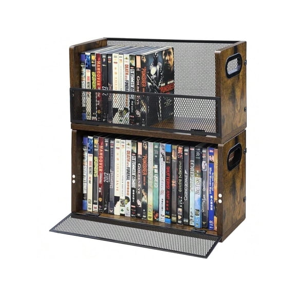 DVD Case Holder Organizer - 2 Pack DVD Storage Rack With Handles Holds 28 Full DVD Cases 32 Blu-Ray Cases Desktop Or Closet Blu-Ray Rack DVD Shelf Can Also Store Video Game Movie VHS