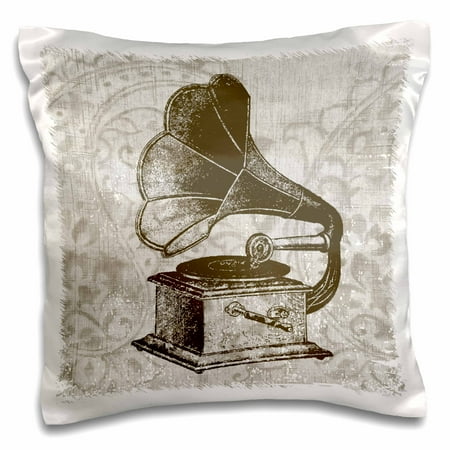 3dRose Vintage Record Player - Antiques, Pillow Case, 16 by 16-inch