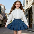thumbnail image 4 of SUXIAN Girls Elegant Bow Tie Blouse Long Sleeve Top with Frill Detail Comfortable School Wear Dress Shirt for Toddlers and Big Kids White 15-16 Years, 4 of 6