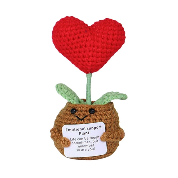 Adornos Crochet Flores Plantas Lindas en Maceta Tejidas Con Tarjeta Positiva Creativa Inspiradora para Amigos La Familia