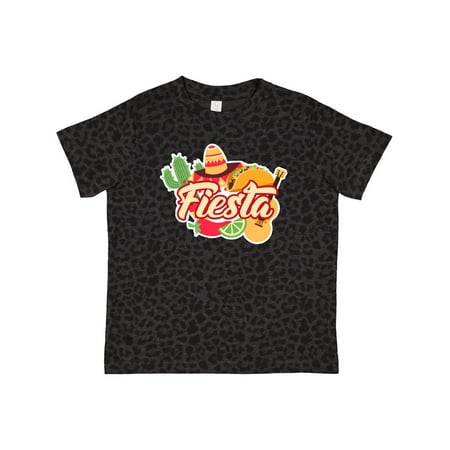 

Inktastic Fiesta with Sombrero Taco Cactus Lime Red Pepper and Guitar in Background Gift Toddler Boy or Toddler Girl T-Shirt