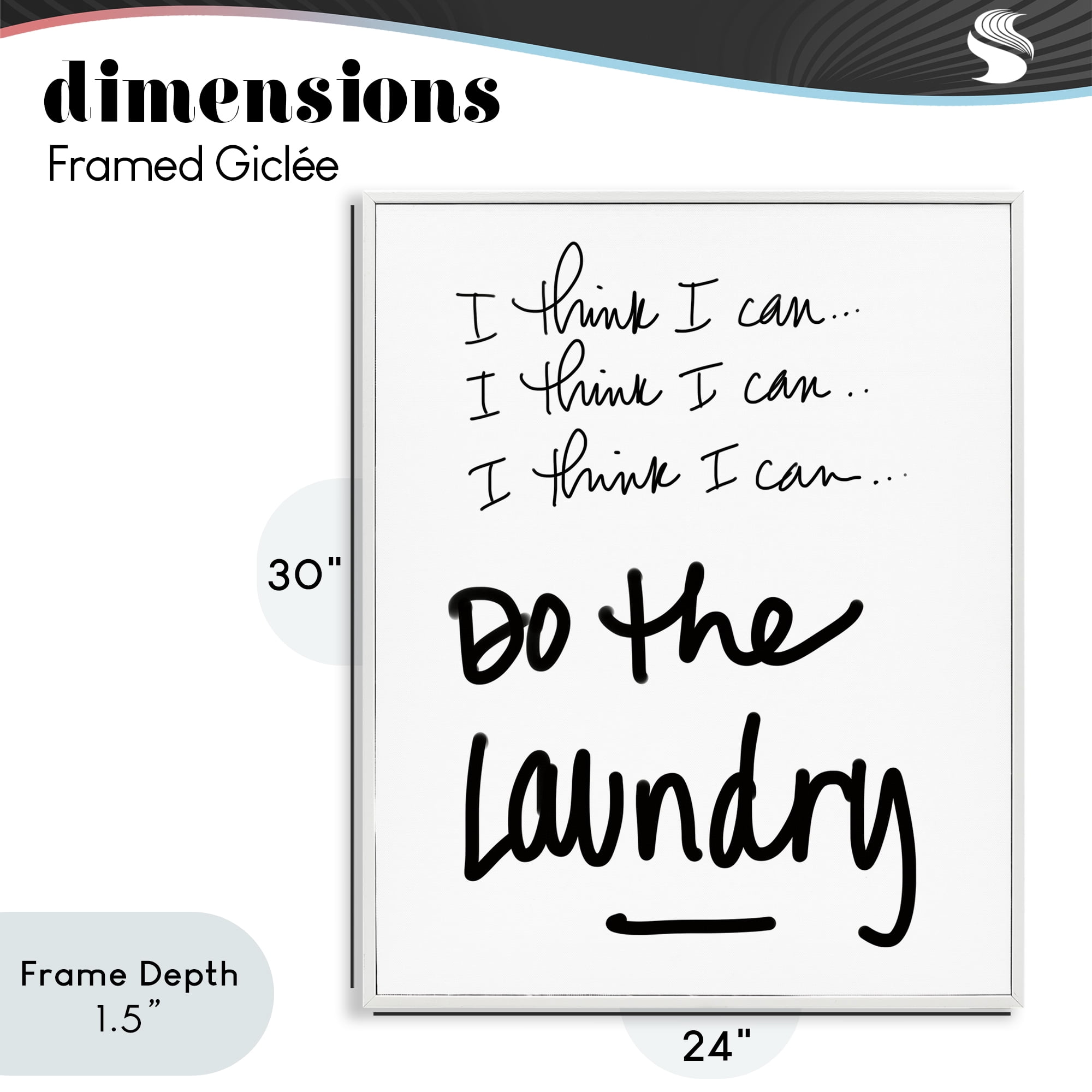 Stupell Industries Think I Can Do Laundry White Framed Giclee Art, design by SD Graphics Studio