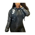 thumbnail image 1 of goowrom Women Loose Style Short Coat, Letters Embroidery Pattern Long Sleeve Jacket with Pocket, S/ M/ L, 1 of 9
