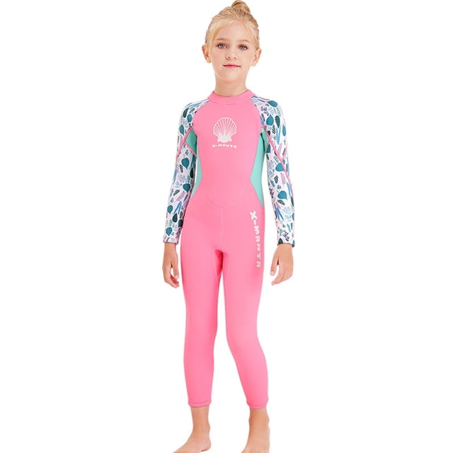Hugtrwg Traje Buceo para Niñas Y Manga Larga Trasera para Acuáticos (XXL Rosa)