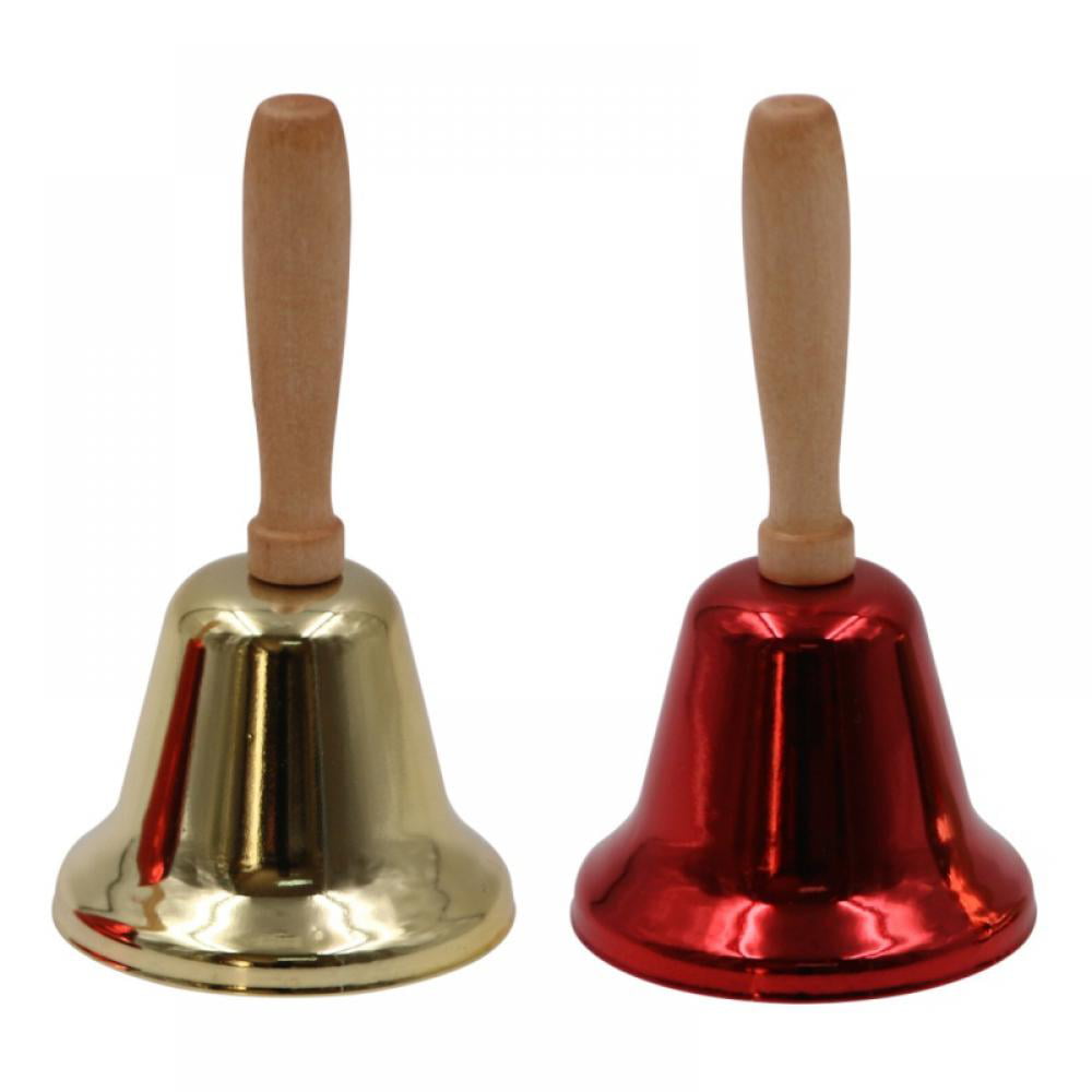 Hand Bell Brass with Wooden Handle Christmas Bell Wedding Bell Restaurant Call Service Bell Classroom Bell 