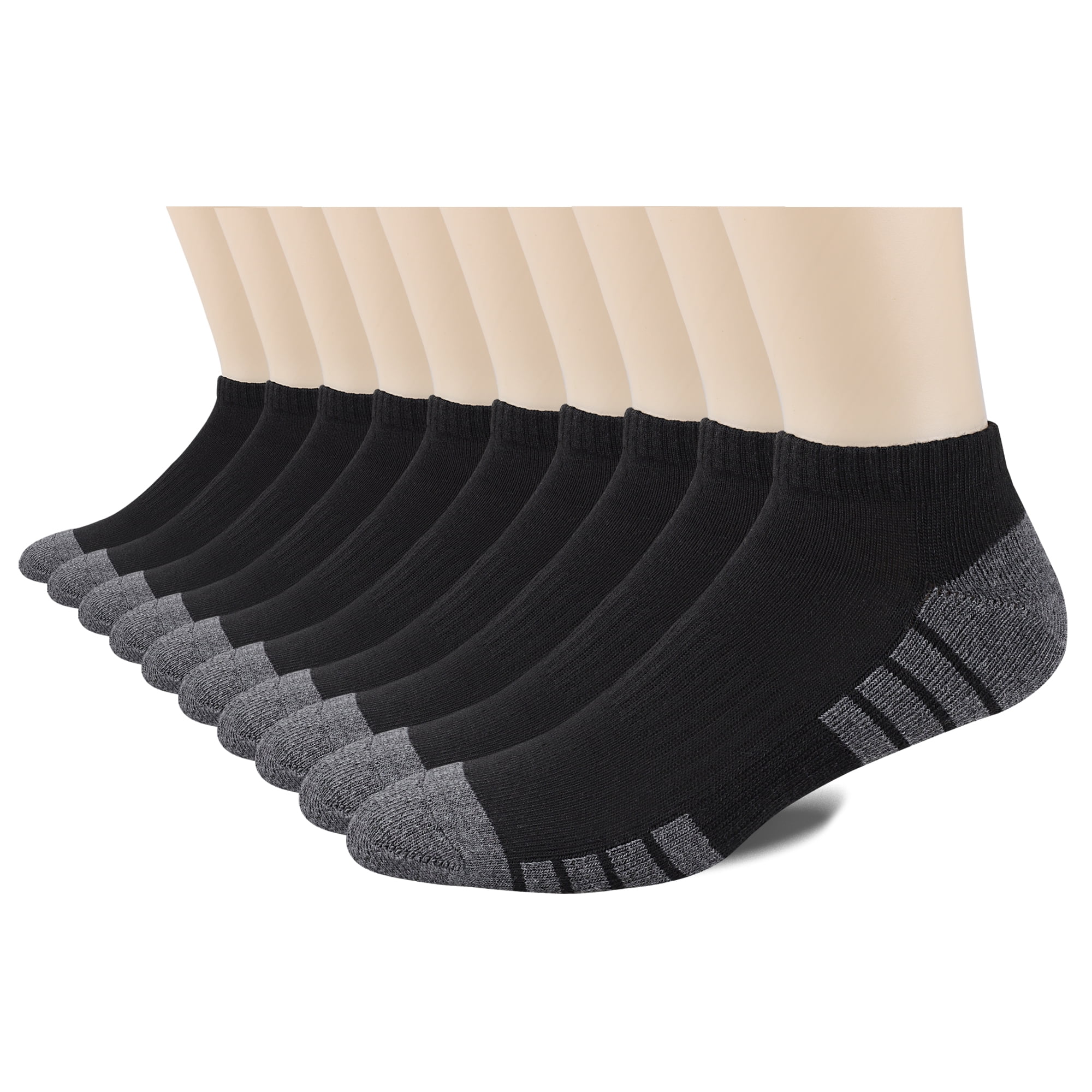 COOPLUS Mens Athletic Low Cut Breathable 10 Pairs Socks Men's Cushioned