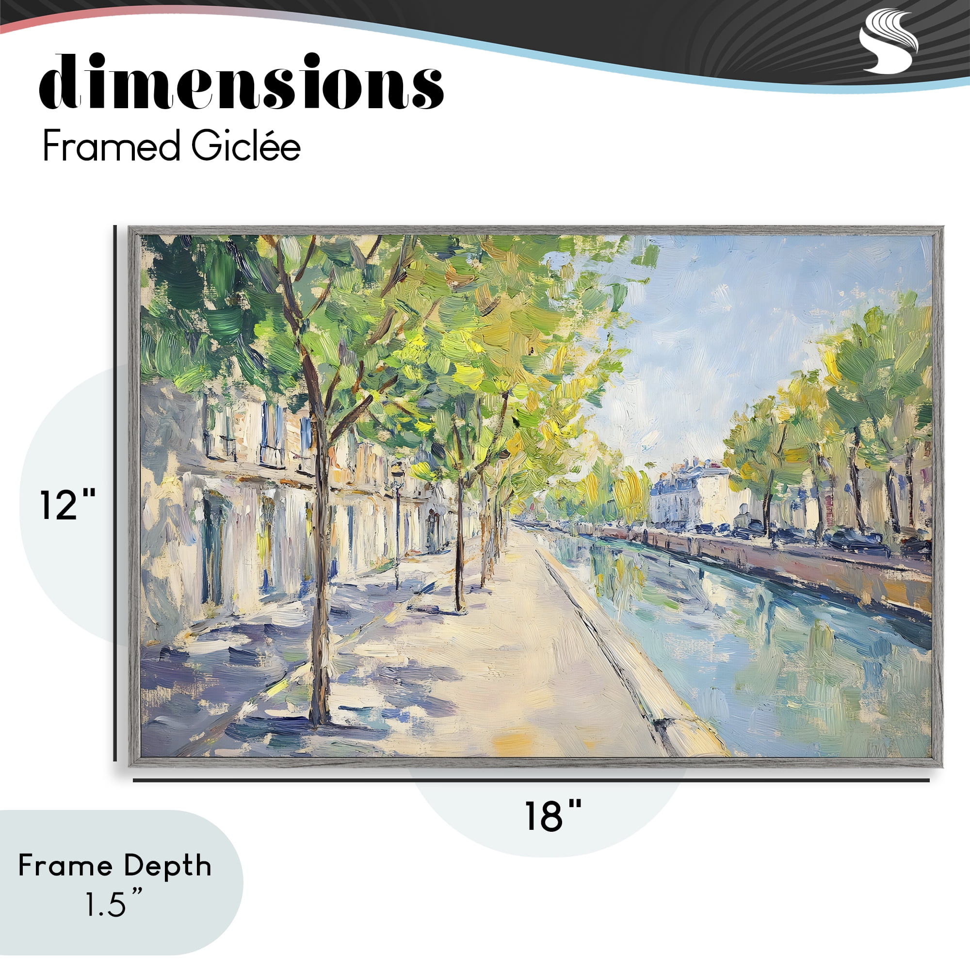 Stupell Industries Montrouge Canal Promenade Gray Framed Giclee Art, design by Creative Studio